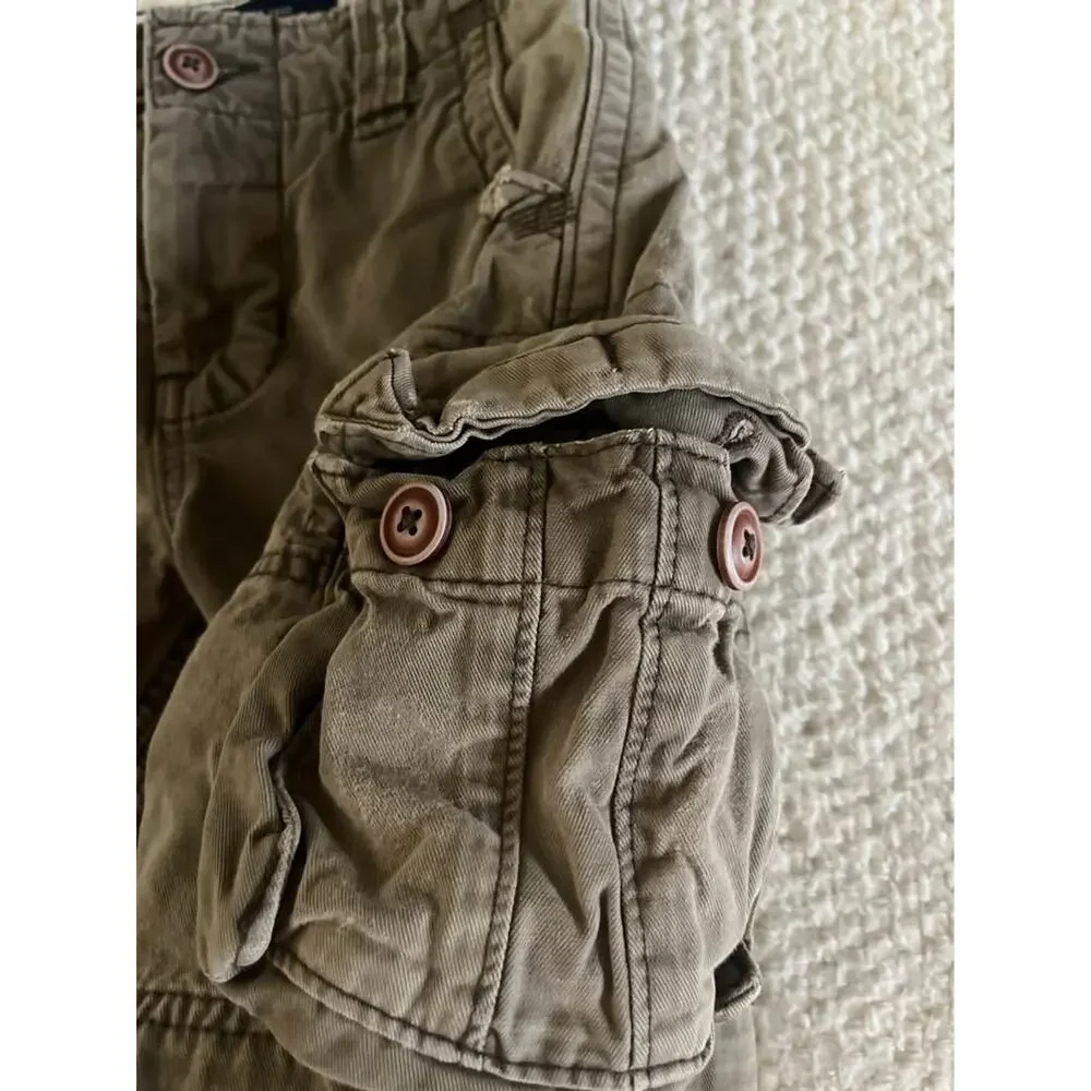 Vintage Y2K Boys Abercrombie & Fitch Cargo Shorts 8 Medium Brown Green Baggy